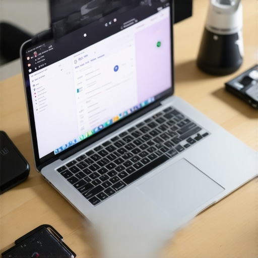 A student laptop with maintenance software open on the screen, showing system health and cleanup tools.