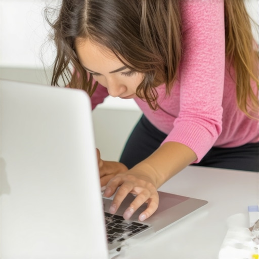 Parent using compressed air can to clean dust from a student's laptop