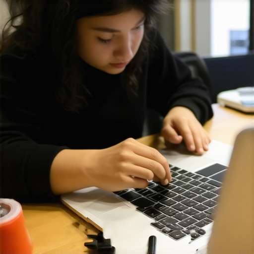 A student cleaning and updating their laptop to ensure smooth performance